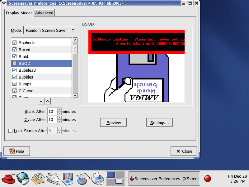 RedHat 9 Screensavers