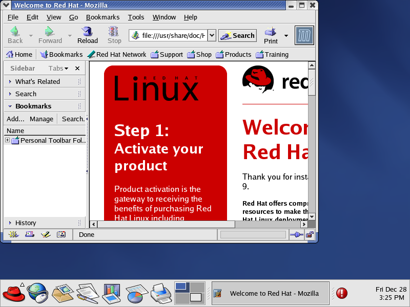 RedHat 9 Web browsing-Mozilla