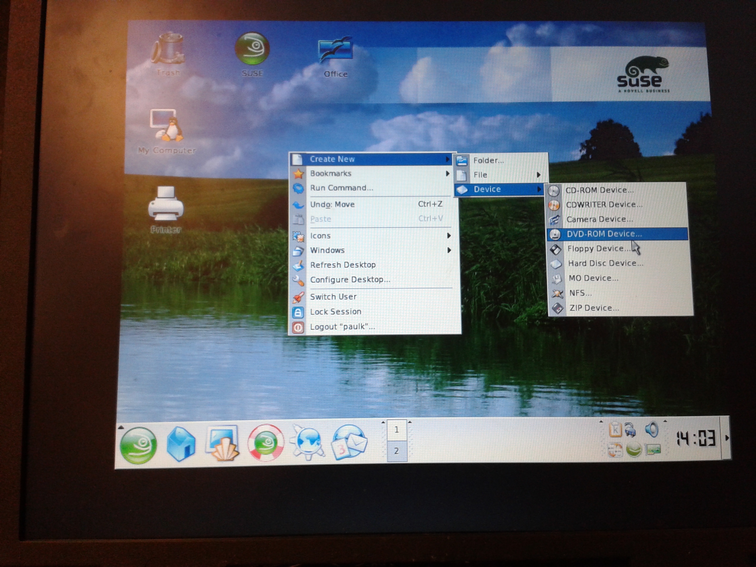SUSE 9.2 Context menu