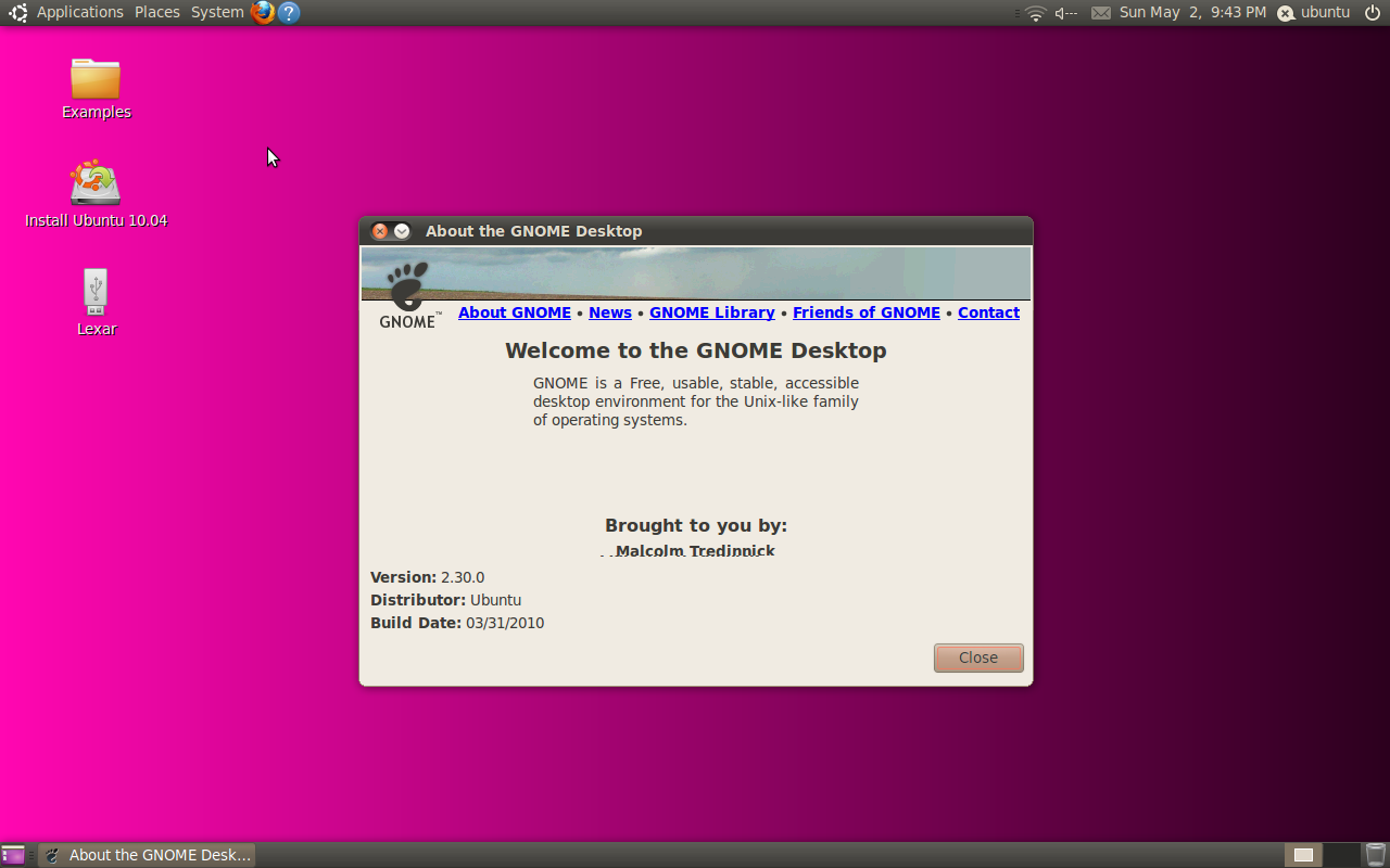 Ubuntu 10.04 GNOME About