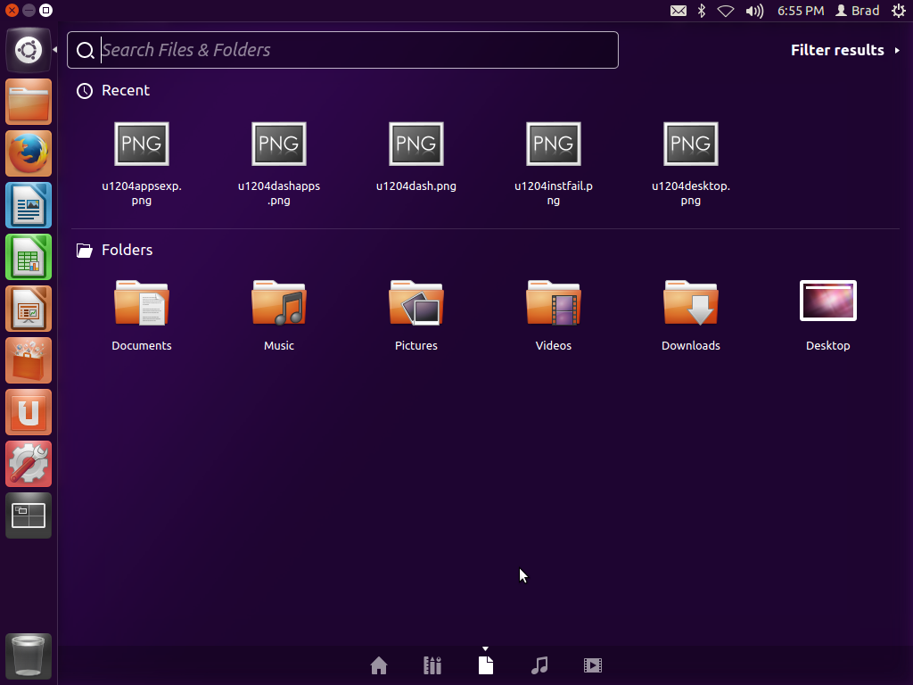 Ubuntu 12.04 Dash files