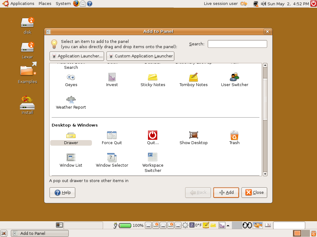 Ubuntu 7.10 Panels