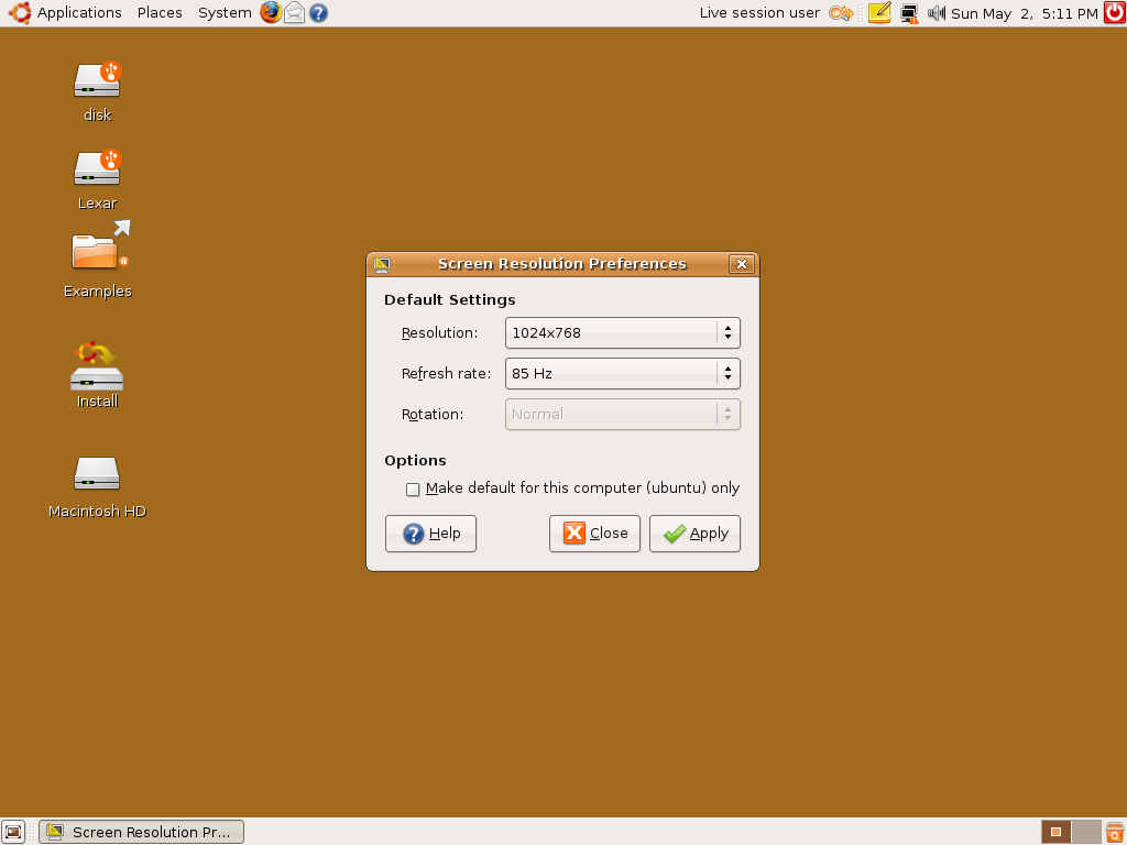 Ubuntu 7.10 Screen Resolution