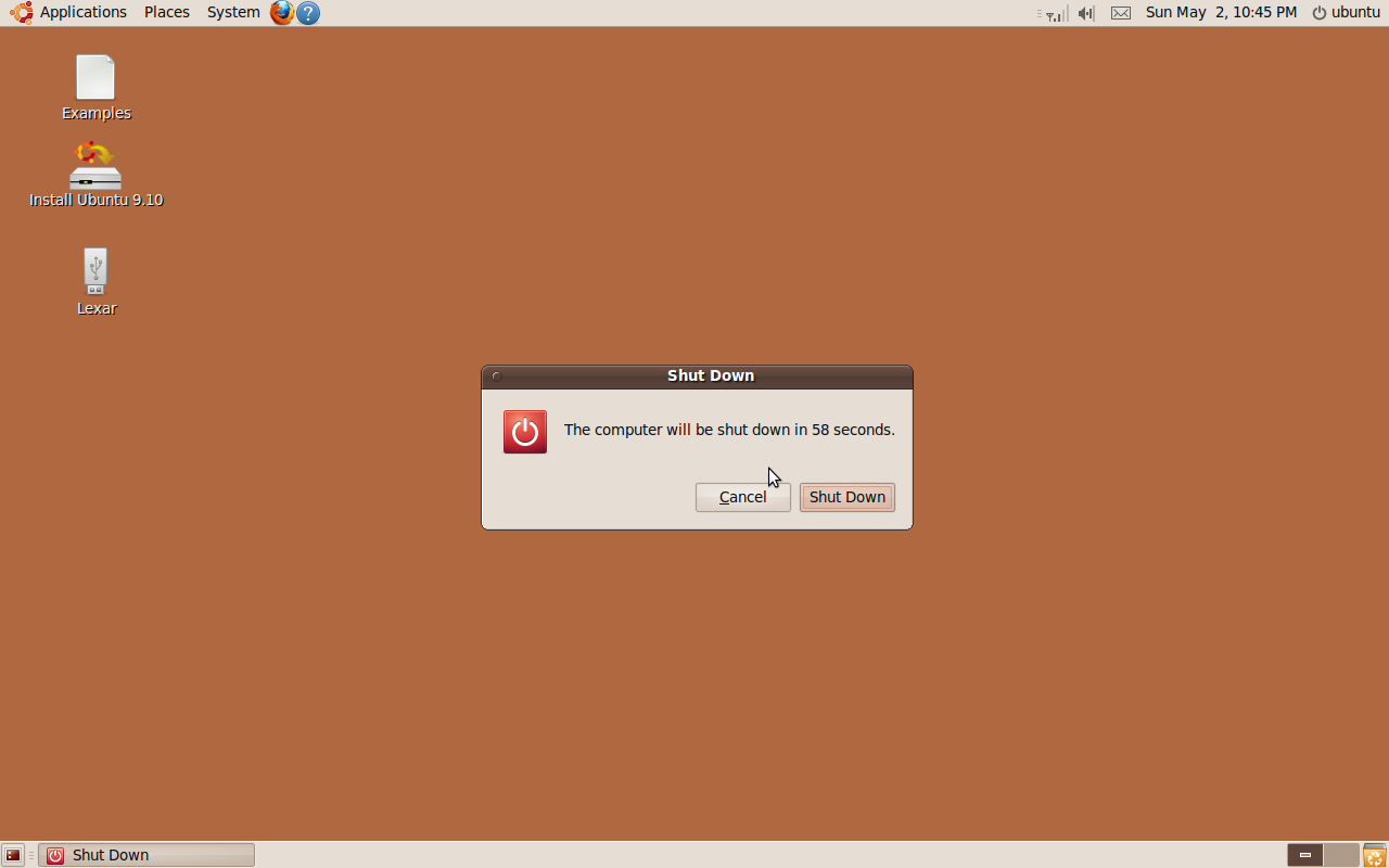 Ubuntu 9.10 Shutdown prompt