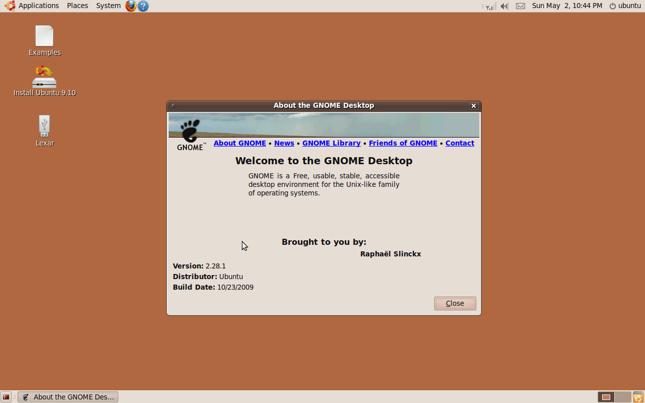 Ubuntu 9.10 GNOME About