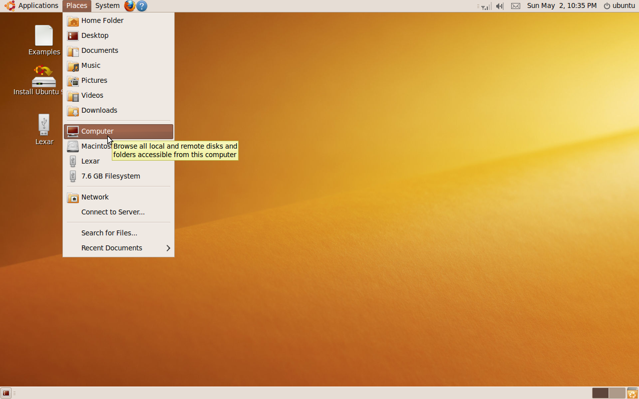 Ubuntu 9.10 Places