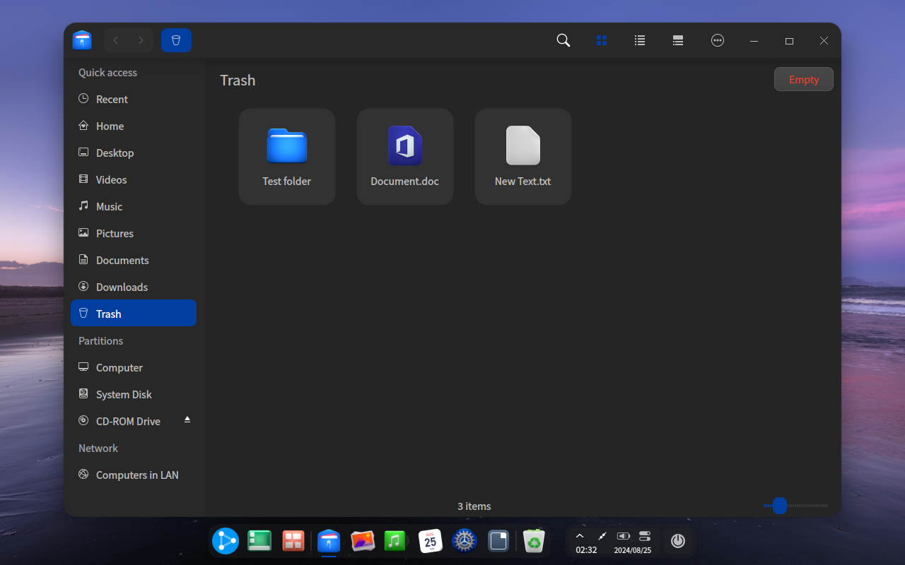Ubuntu DDE 23.04 Trash