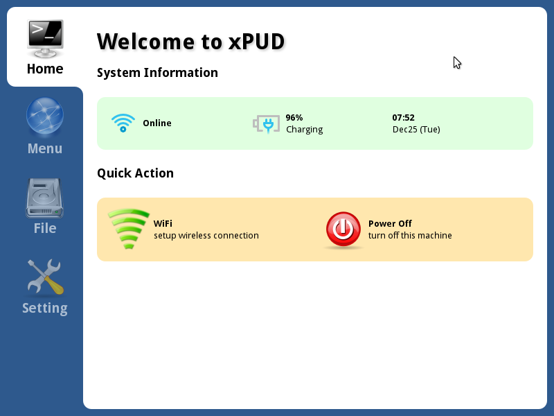 xPUD Main Screen