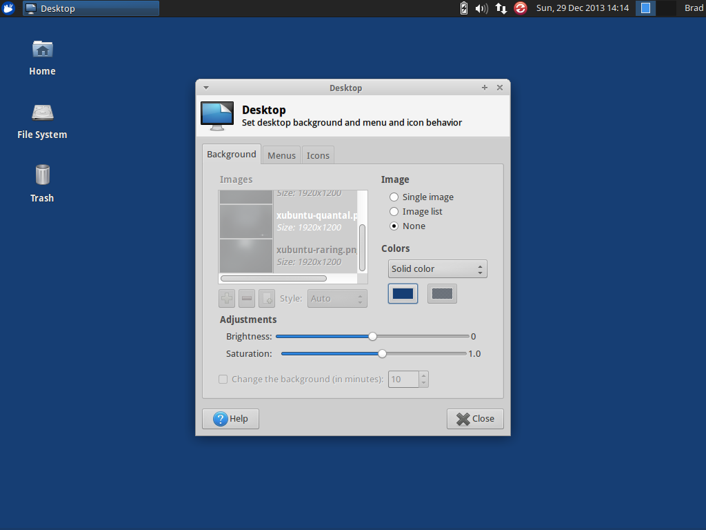 Xubuntu 13.04 Desktop Preferences
