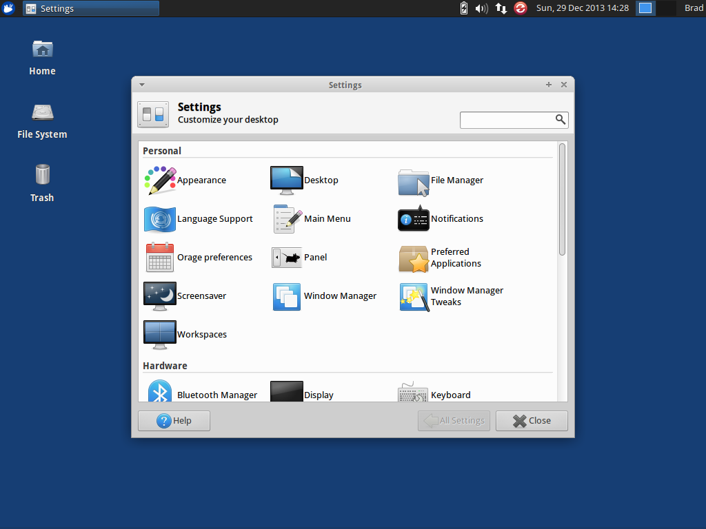 Xubuntu 13.04 Settings