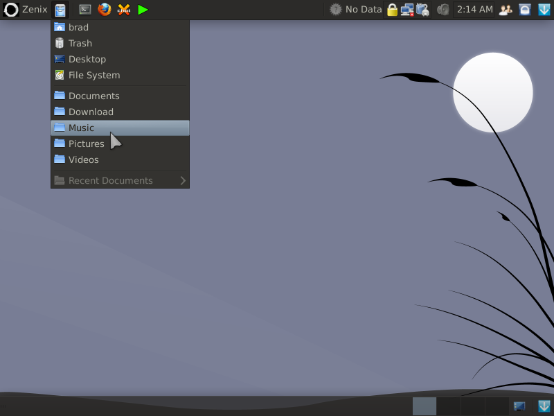 Zenix File menu