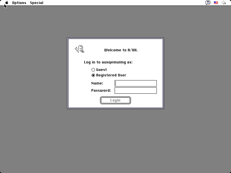 A/UX 3.1 Login