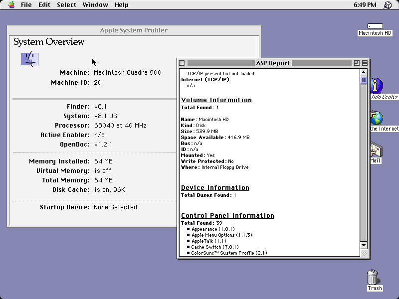 Mac OS 8 System Profiler