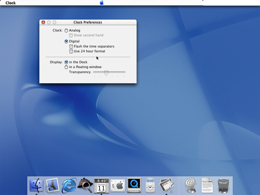 Mac OS X Public Beta Clock