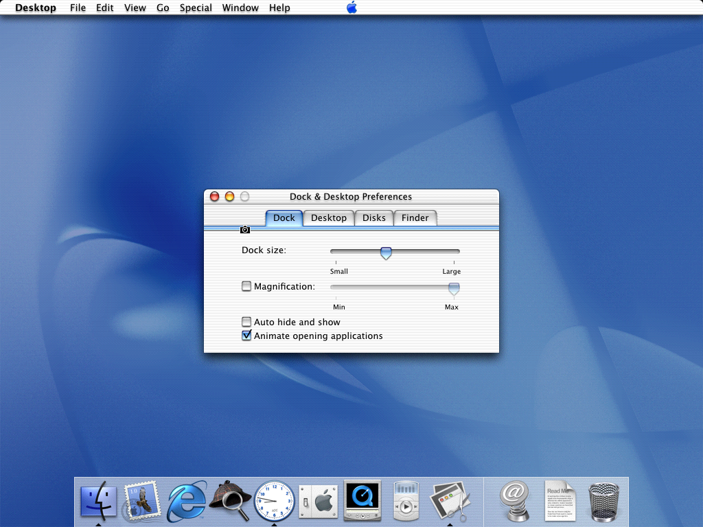Mac OS X Public Beta Dock Preferences
