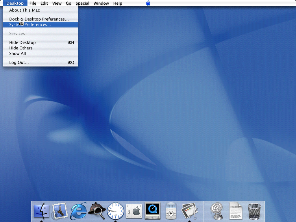 Mac OS X Public Beta Menu