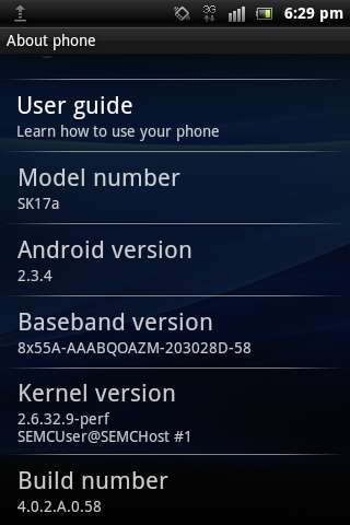 Android 2.3 About