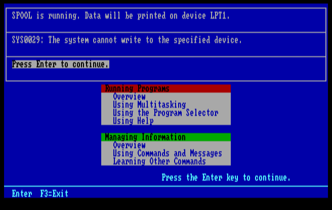 OS/2 1.0 Error