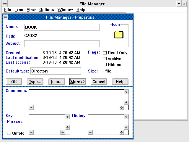 OS/2 1.2 File Attributes