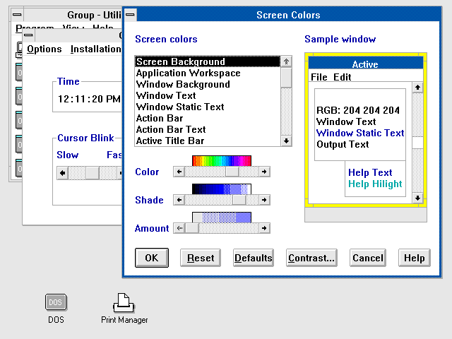 OS/2 1.2 Control Panel