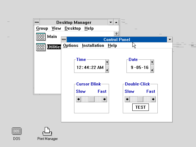 OS/2 1.3 Control panel