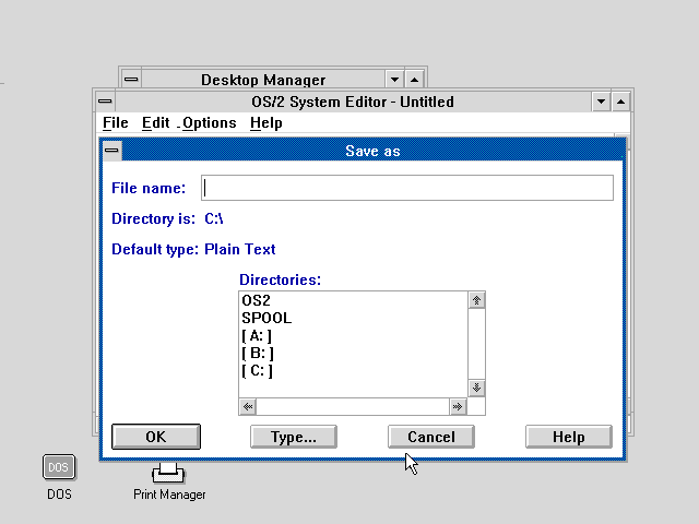OS/2 1.3 Save dialog
