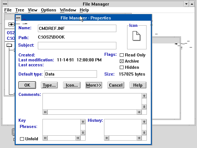 OS/2 1.3 Extended properties