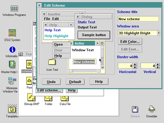 OS/2 2.0 Scheme Editor