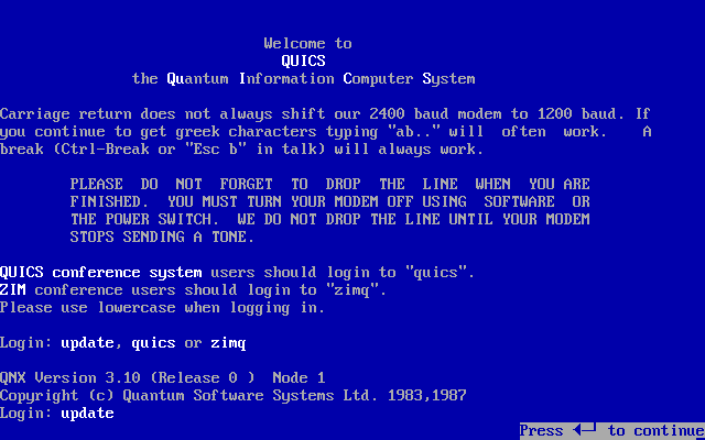 QNX 1989 Demo Quics