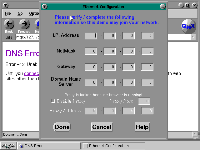 QNX Demo Ethernet Config