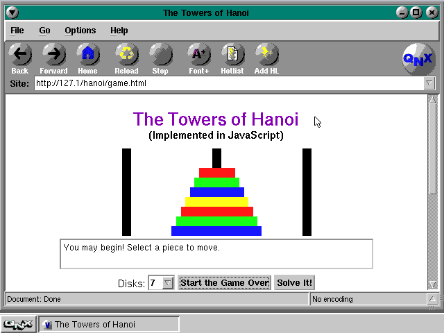 QNX Demo Towers of Hanoi