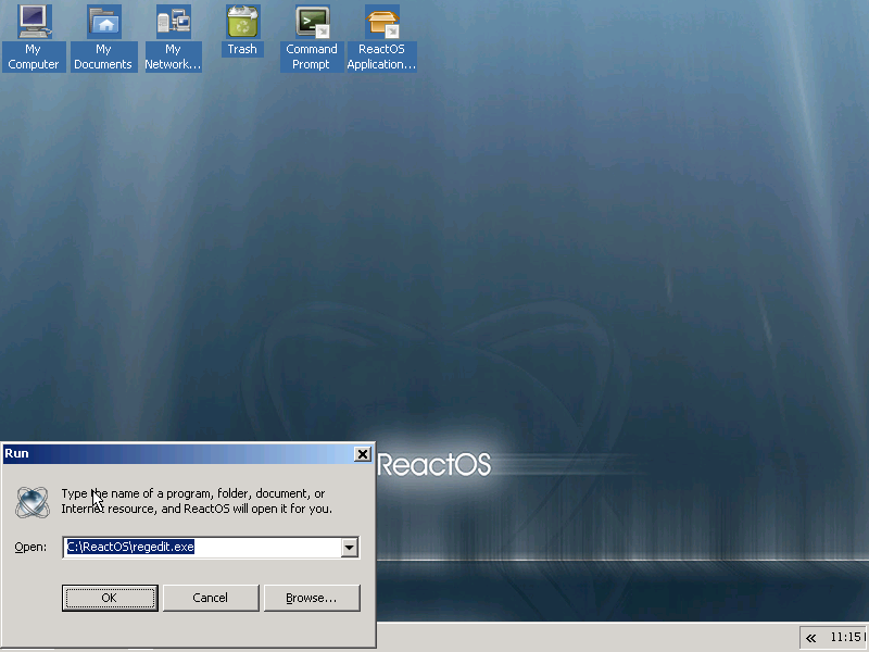 ReactOS 0.3.11 Run dialog