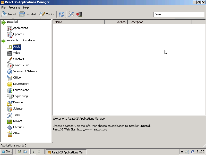 ReactOS 0.3.11 Software Manager