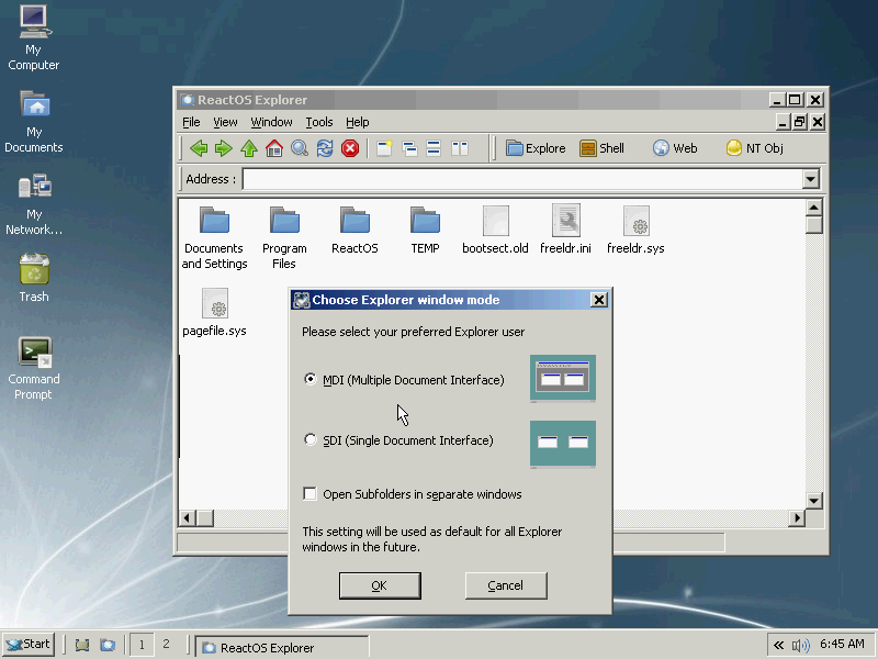 ReactOS 0.3.14 File Management