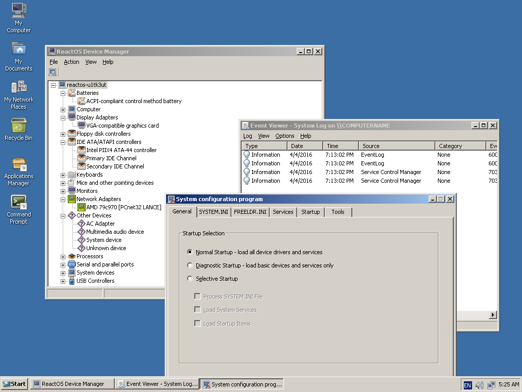 ReactOS 0.4 Administration tools