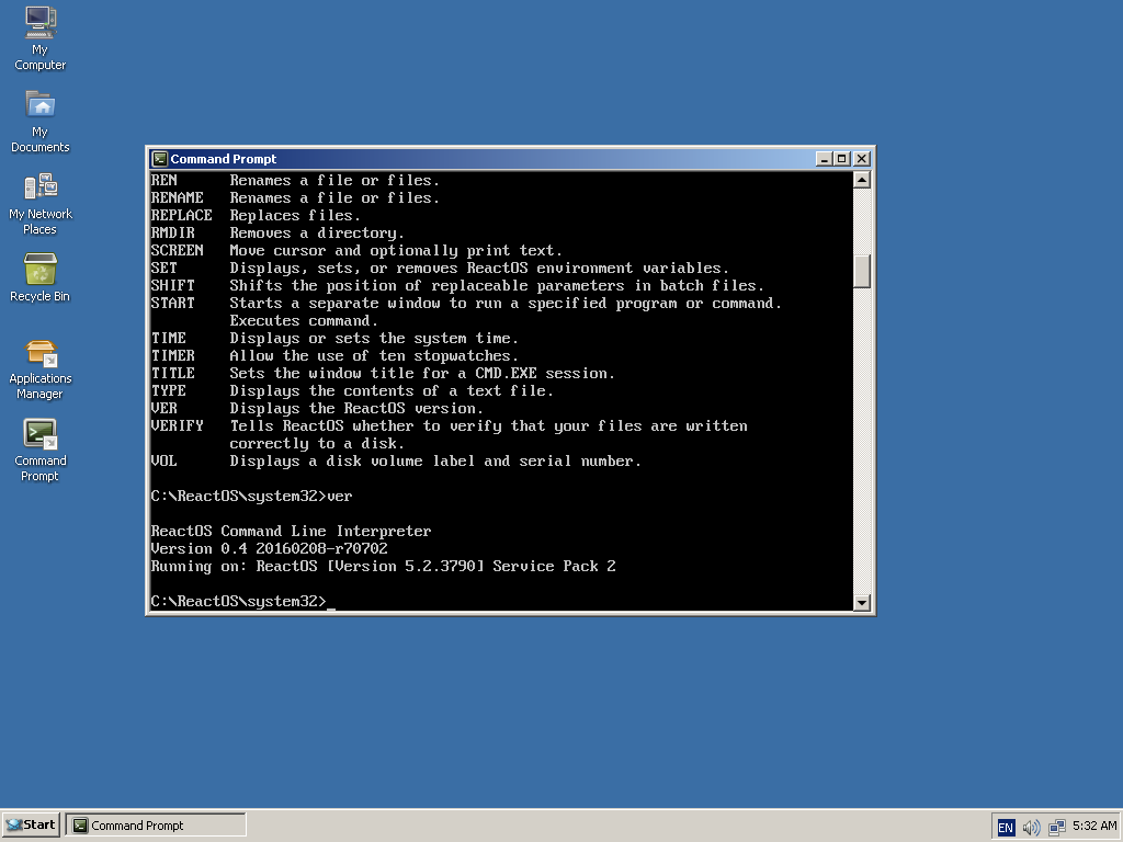 ReactOS 0.4 Command interpreter