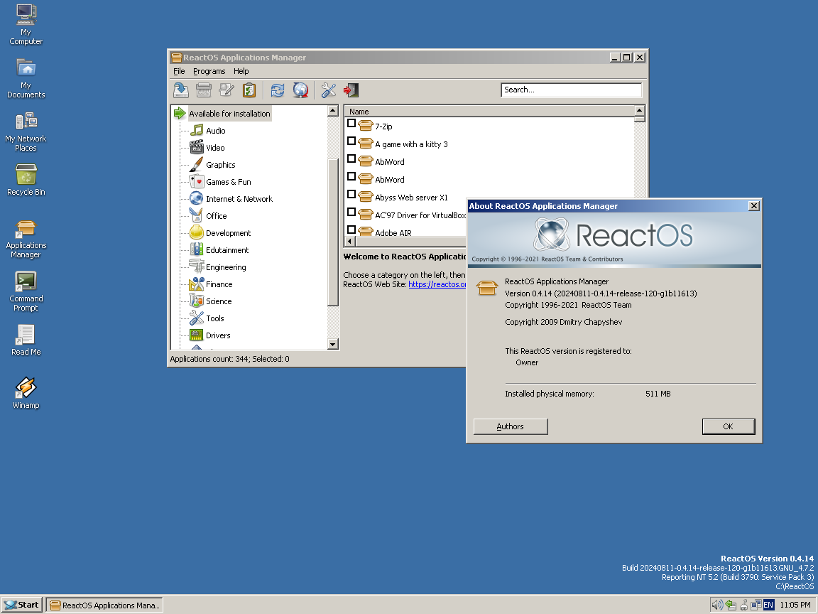 ReactOS 0.4.14 Package installer