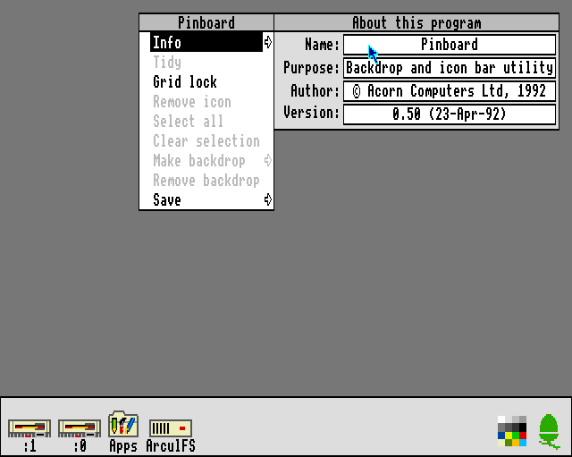 RISC OS 3.11 Menu