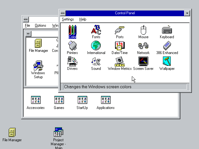 Windows Chicago Control panel