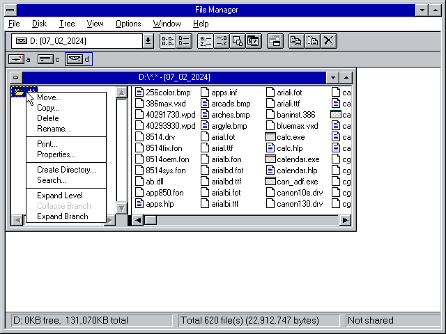 Windows Chicago File Manager Menu 3
