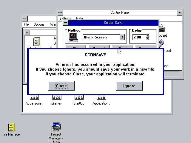 Windows Chicago Blank Screen Crash