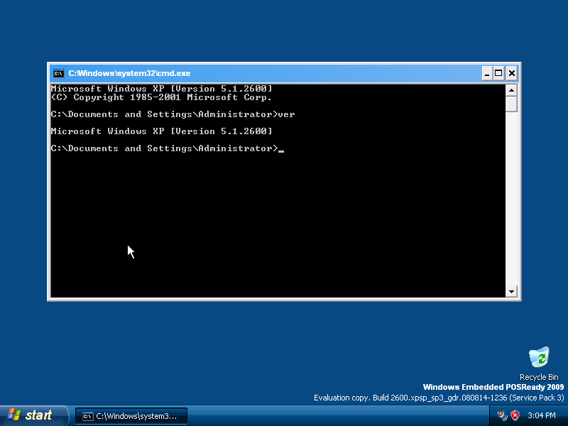 Windows POS 2009 Command promp