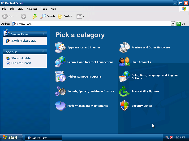 Windows POS 2009 Control panel