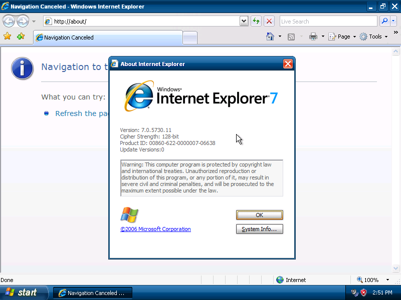 Windows POS 2009 Internet Explorer