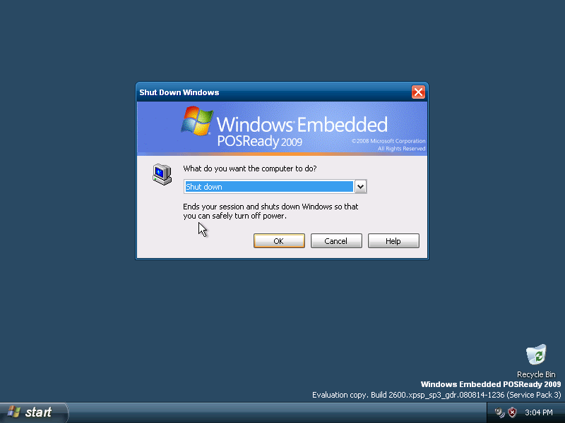 Windows POS 2009 Shutdown