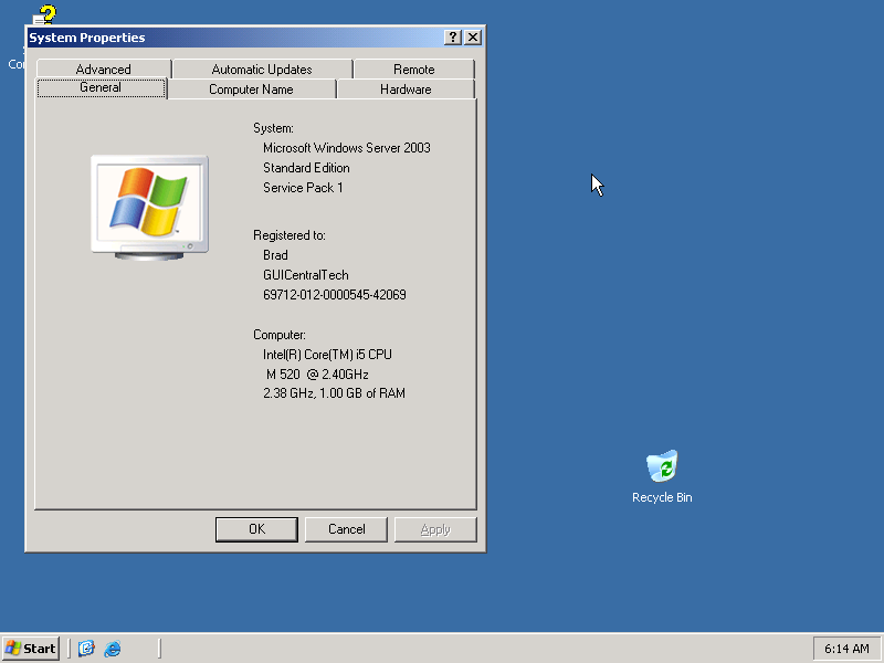 Windows Server 2k3 About