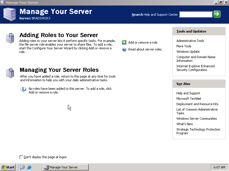 Windows Server 2k3 Roles