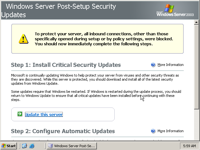 Windows Server 2k3 Updates