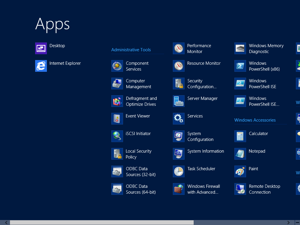 Windows Server 2012 All Apps