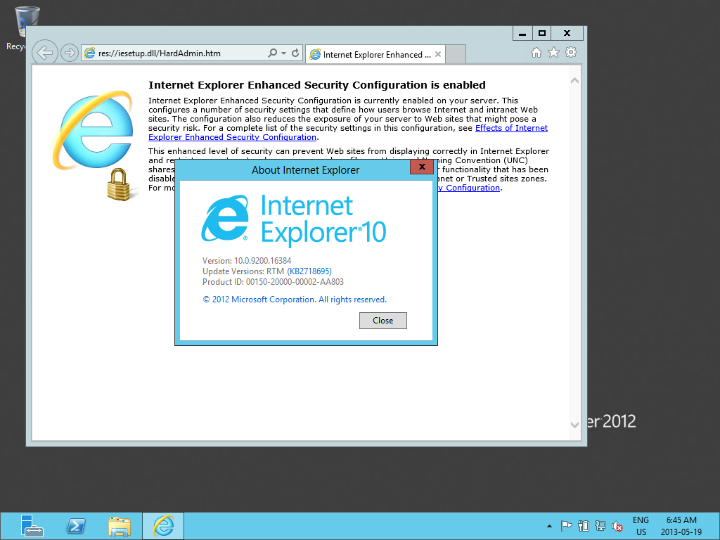 Windows Server 2012 Internet Exploder